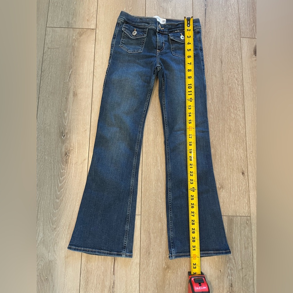 Abercrombie Kids Low Rise Bootcut‎ Flare Jeans Girls 9/10 Reg Blue Denim Stretch - Picture 4 of 5